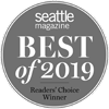 A Seattle Magazine &ldquo;Best of 2019&rdquo; badge showing &ldquo;Reader&rsquo;s Choice Winner.&rdquo;